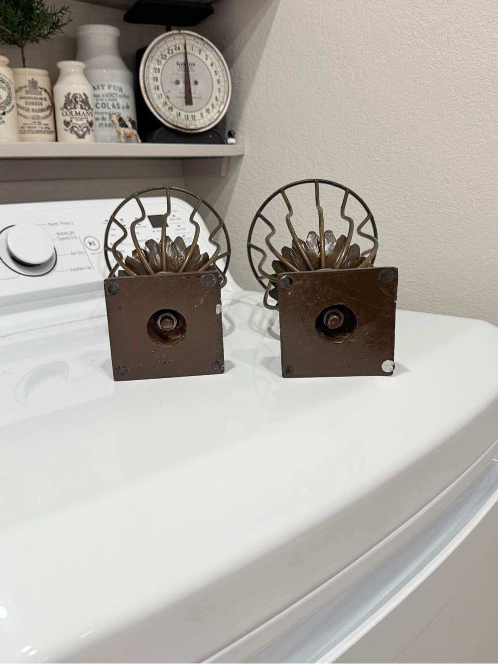 Vintage Rustic Elegance Openwork Metal Urn Pair Candle Holders - Picture 8 of 17